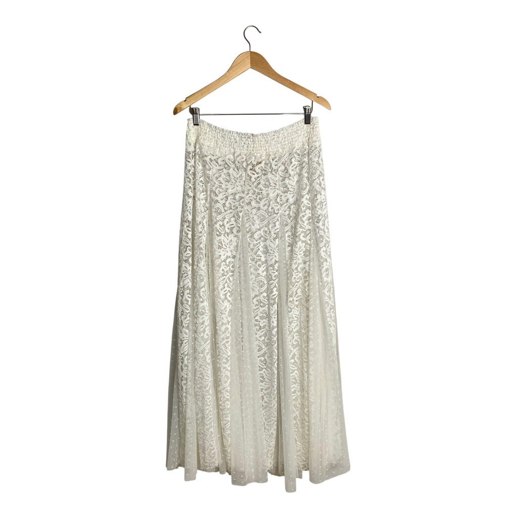 Free People White Lace Maxi Skirt Boho Fairy Grunge Whimsigoth Boho Cottagecore